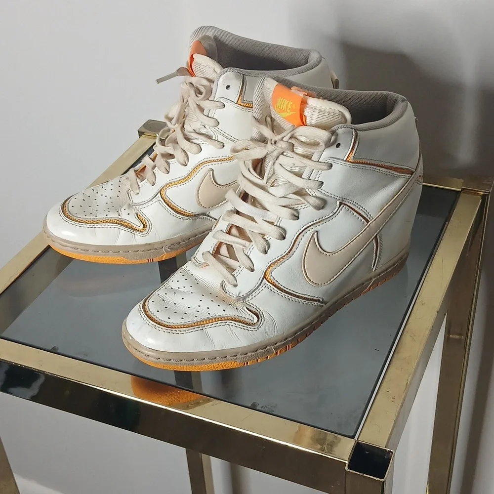 Nike Sky High Hidden Wedge White And Orange Size 8 - Picture 12 of 16
